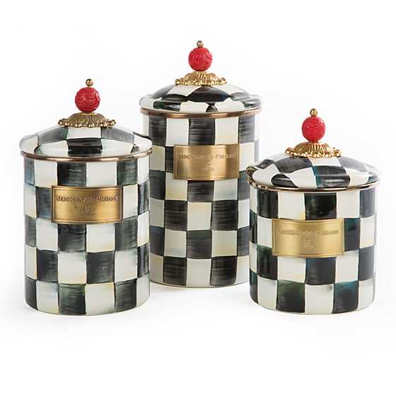 MacKenzie-Childs Enameled Steel Courtly Check Decorative Canister for Multiple Purposes