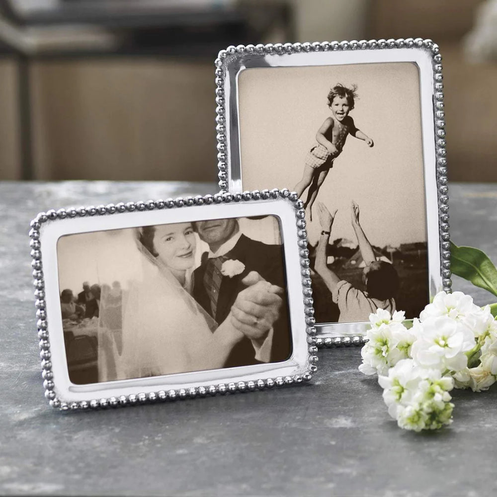 Beaded Ornamental Mariposa Picture Frame - Part of the Classic String of Pearls Collection