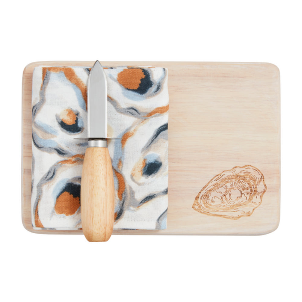 Premium Mud Pie Oyster Shucking Board Set - A Comprehensive 3-Piece Collection for Oyster Lovers