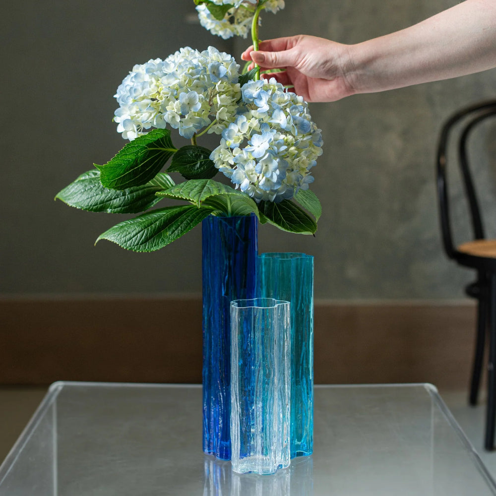 Vietri Set of 3 Flora Decorative Glass Vases for Small Arrangements