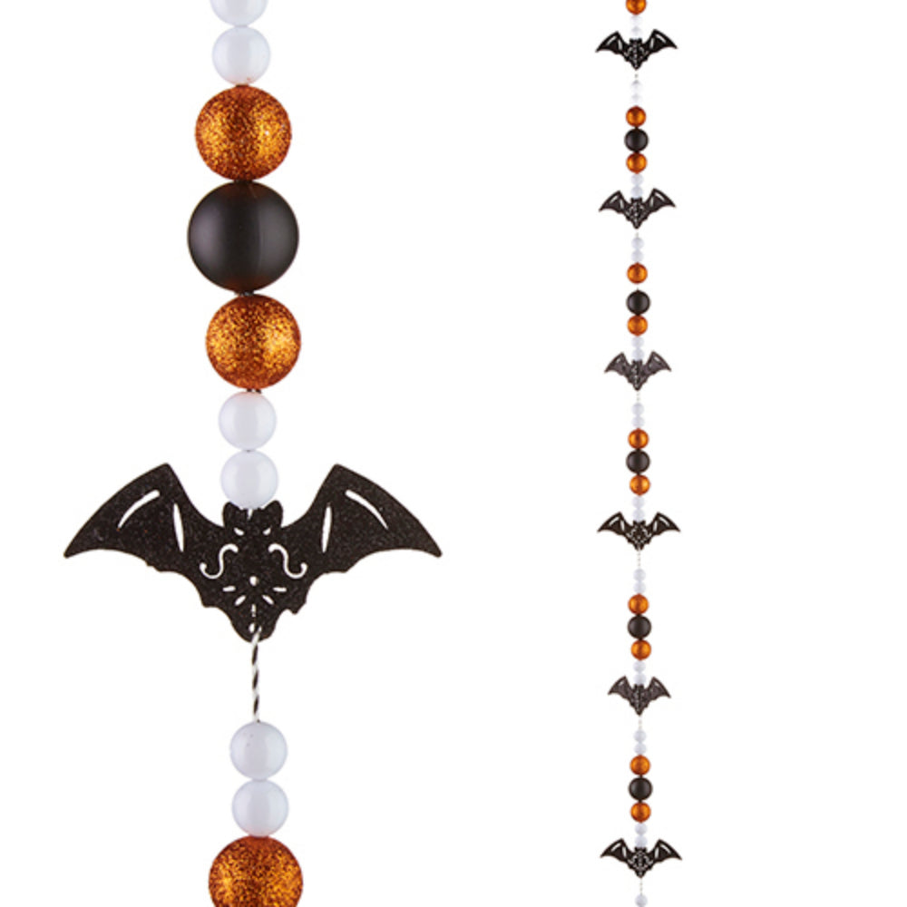 Raz Imports Halloween Decorative 6-Foot Garland with Bat and Glittered Ball Ornaments