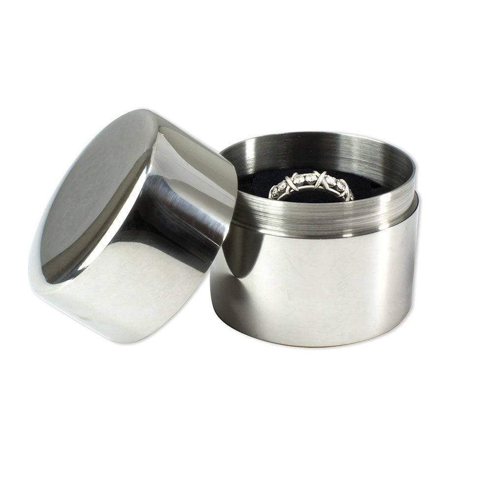 Handmade SB Pewter Round Fitted Ring Box for Special Occasions