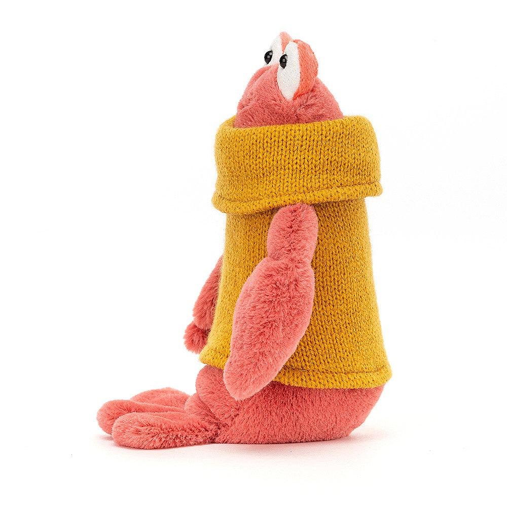 Jellycat Soft Toy Cozy Crew Yellow Lobster with Mustard Rollneck Jumper