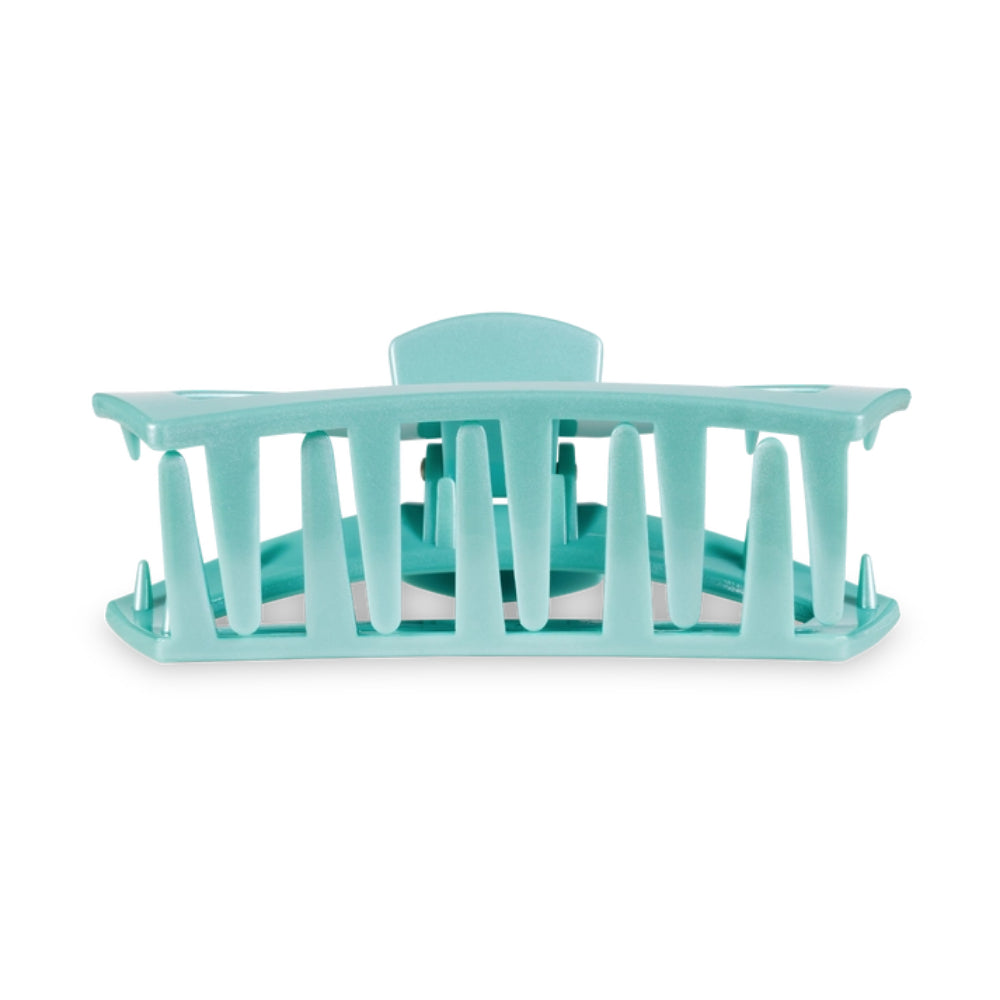 TELETIES Medium Open Hair Clip in Totally Turquoise Shade - Ideal for Springtime Styling