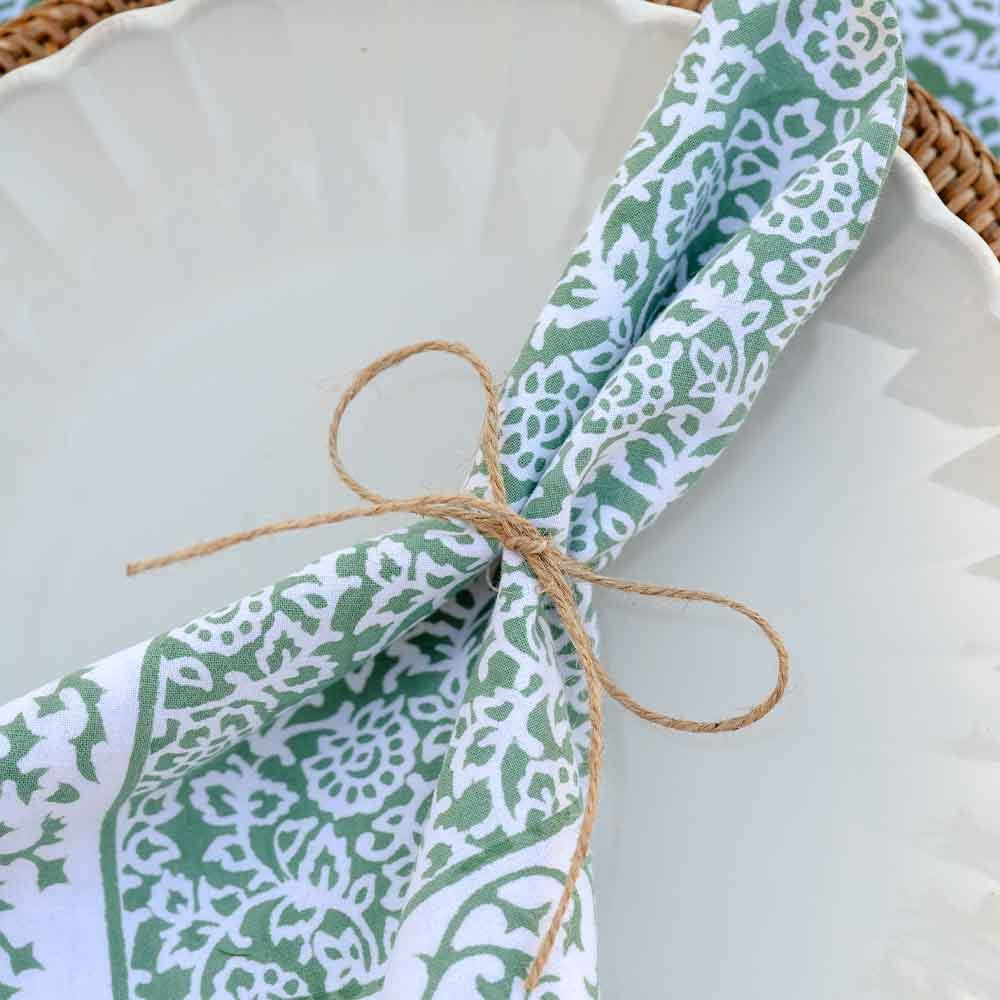 Exquisite Green Pomegranate - Inspired Tapestry Cotton Dinner Napkin