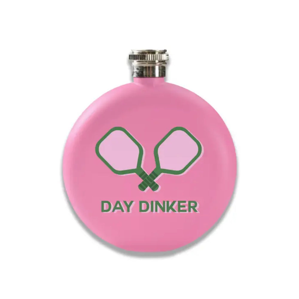Pink Round Stainless Steel Flask - Ideal for Daytime Drinking