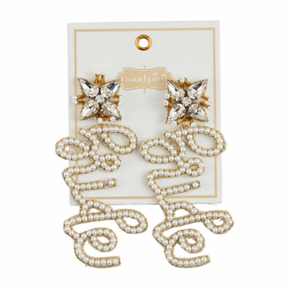 Exquisite Mud Pie Hypoallergenic Pearl and Rhinestone Bridal Earrings