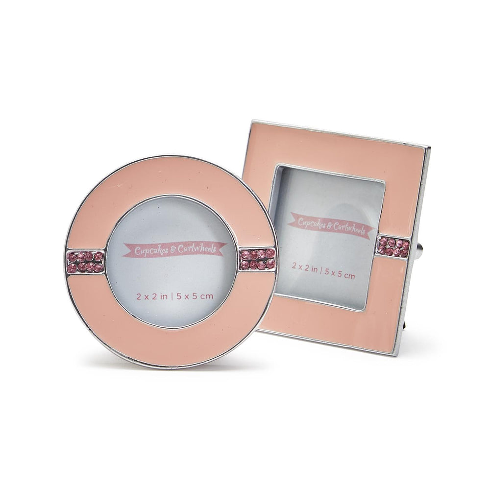 Two's Company Enamel and Jewel-Adorned 2x2 Photo Frames for Elegant Display