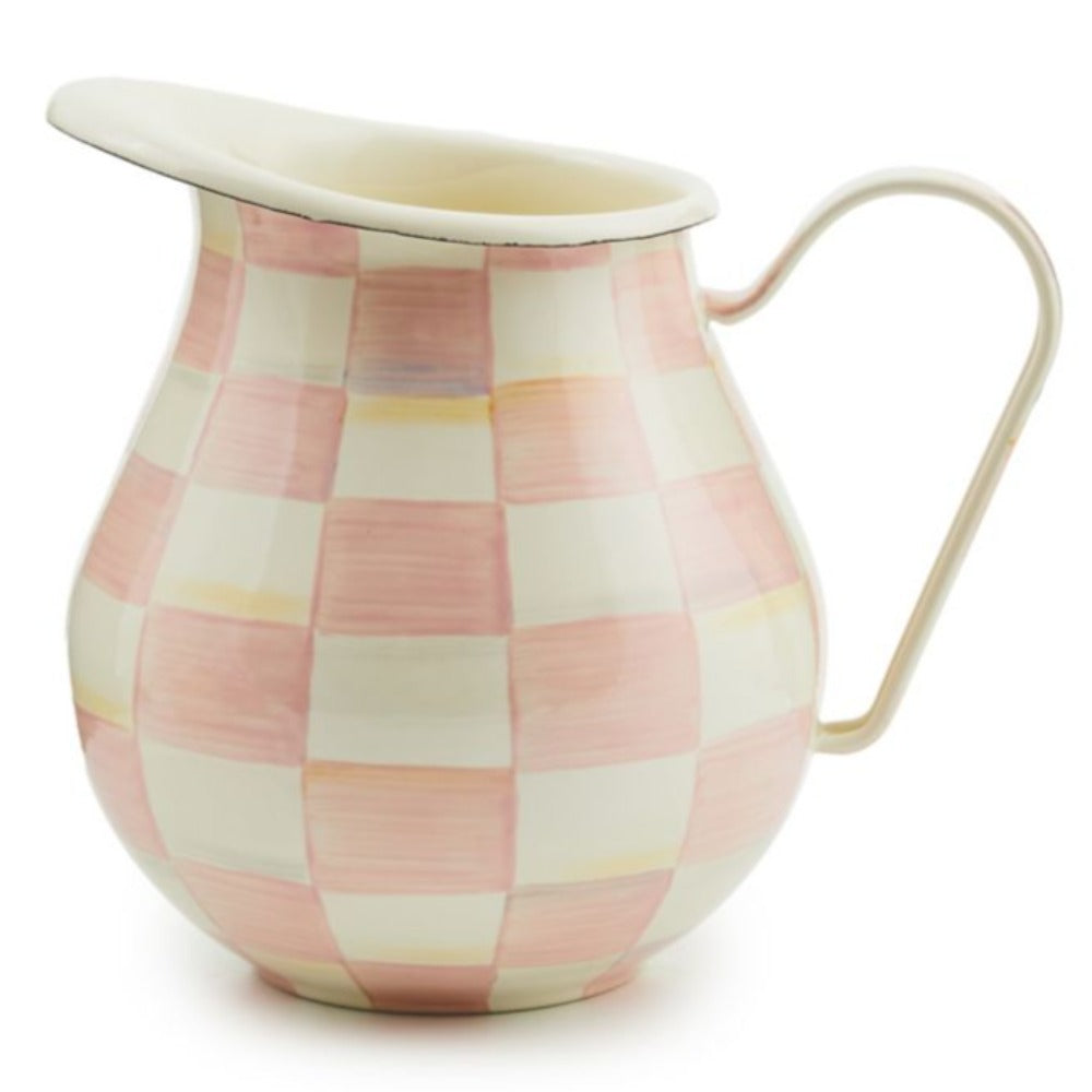 MacKenzie-Childs Enamel Pitcher with Hand - painted Rosy Checks for Bar and Dining Use