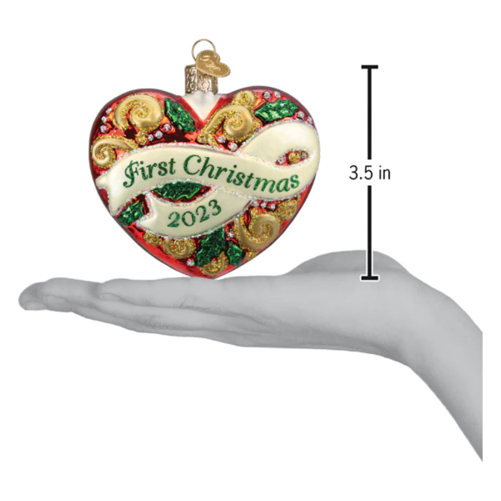 OWC 2023 First Christmas Decorative Heart-shaped Glass Ornament
