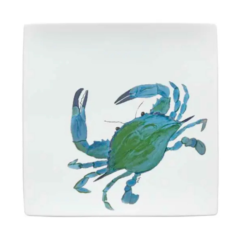 Blue Crab Decorated Square Ceramic Heirloom Serving Platter