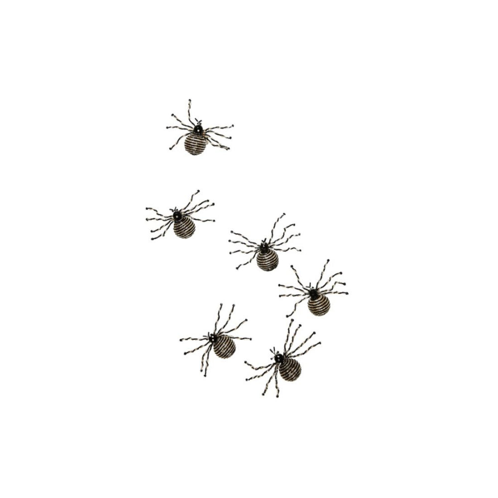 MacKenzie-Childs Set of 6 Black and White Beaded Spider - Style Clips for Decoration