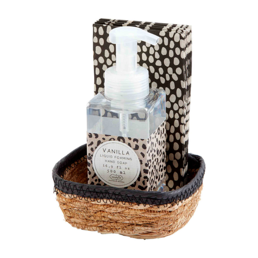 Mud Pie Black Dot Hand Soap and Guest Towel Set for Home Decoration