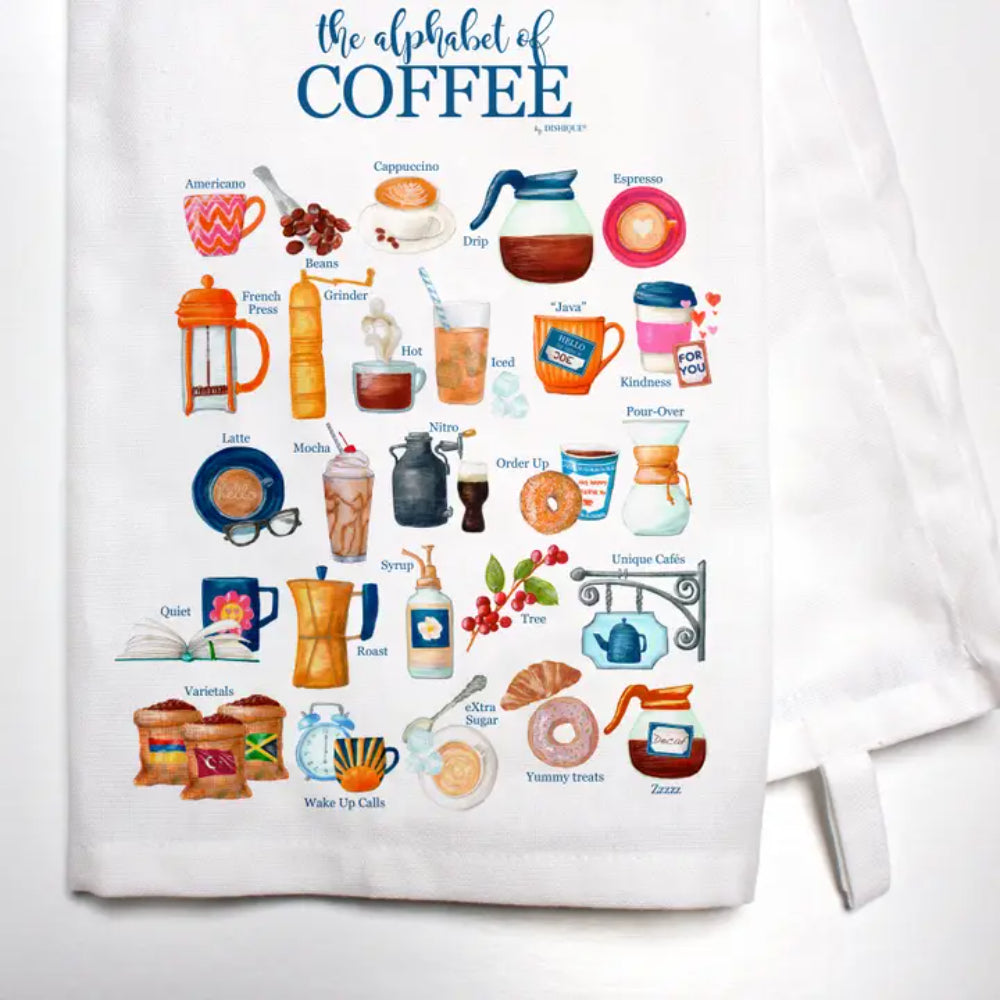 High - Quality 100% Cotton Dishique Coffee Alphabet Design Kitchen Bar Towel