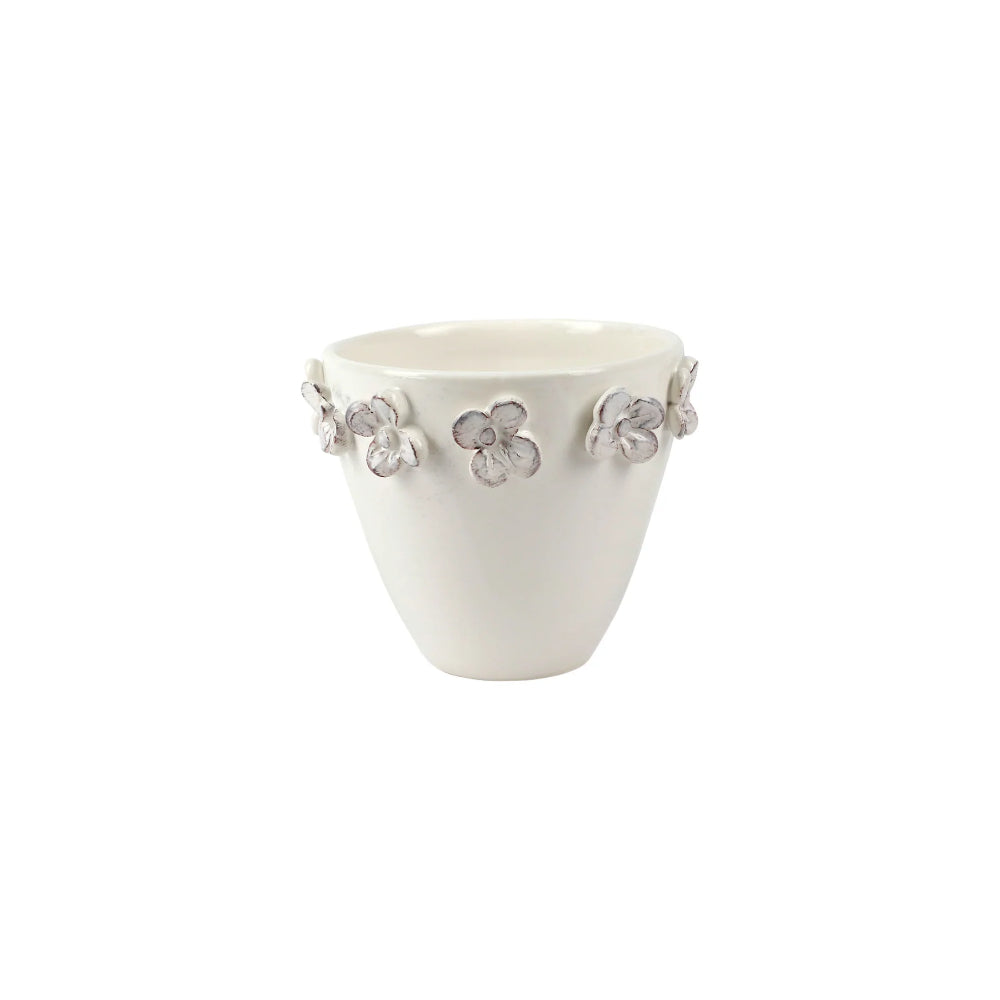 Vietri White Rustic Garden Flower Cachepot for Home and Garden Decor