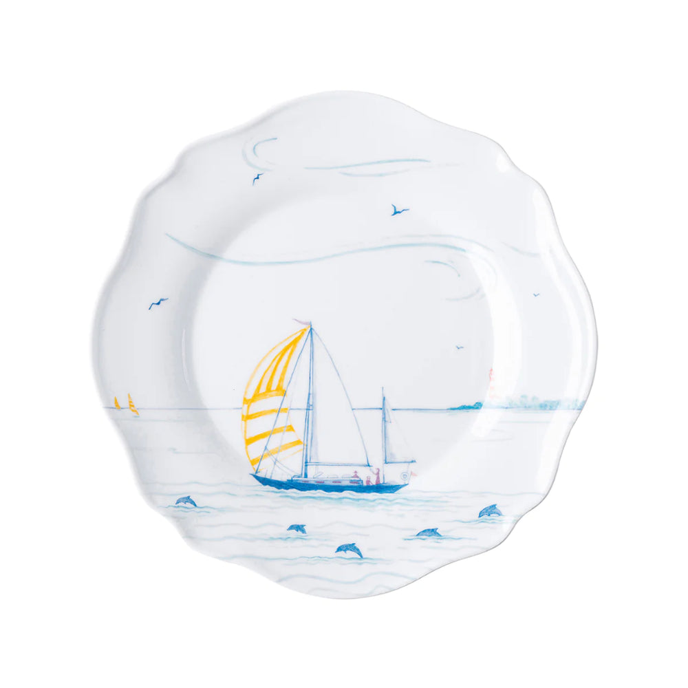 Juliska Country Estate Seaside Collection Melamine Dessert and Salad Plate Set - Four Piece Set with Distinct Styles