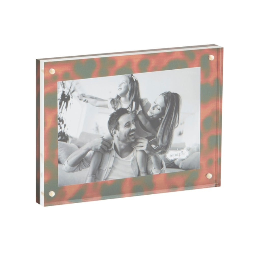 Stylish Mud Pie Tortoise Patterned Acrylic Block Photo Frame for Home and Office Decor