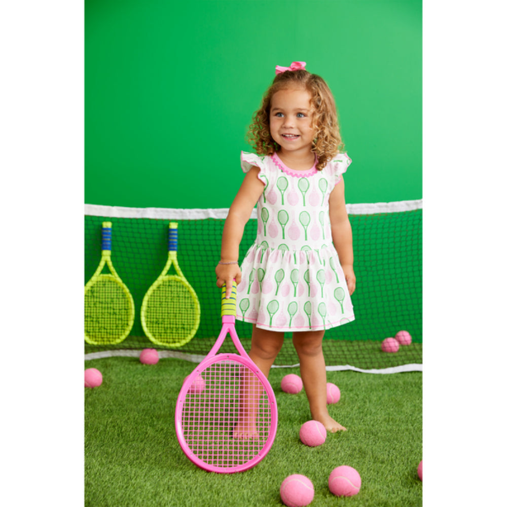 Mud Pie Toddler's Pink Tennis-Print Comfortable Spandex Dress