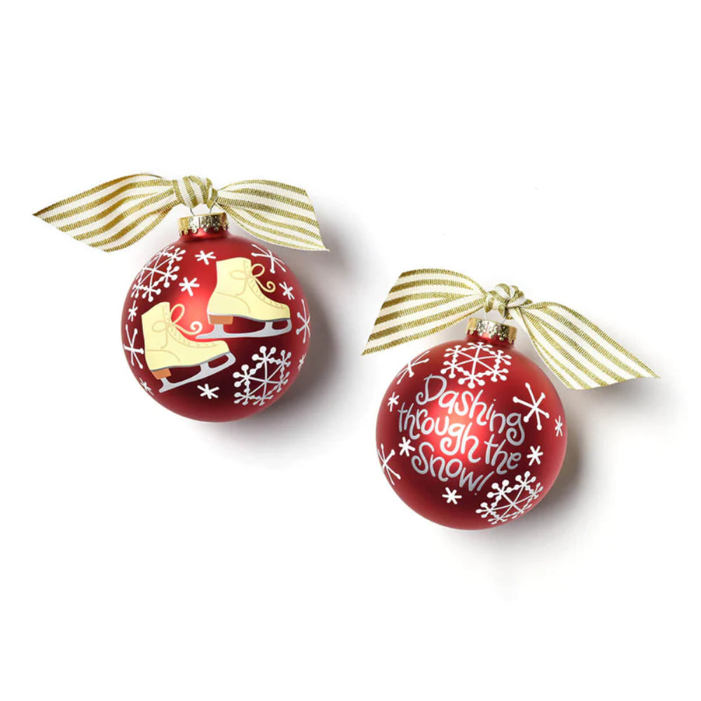 Exquisite Coton Colors Glass Ornament Featuring Dashing Ice Skates for the Holiday Season