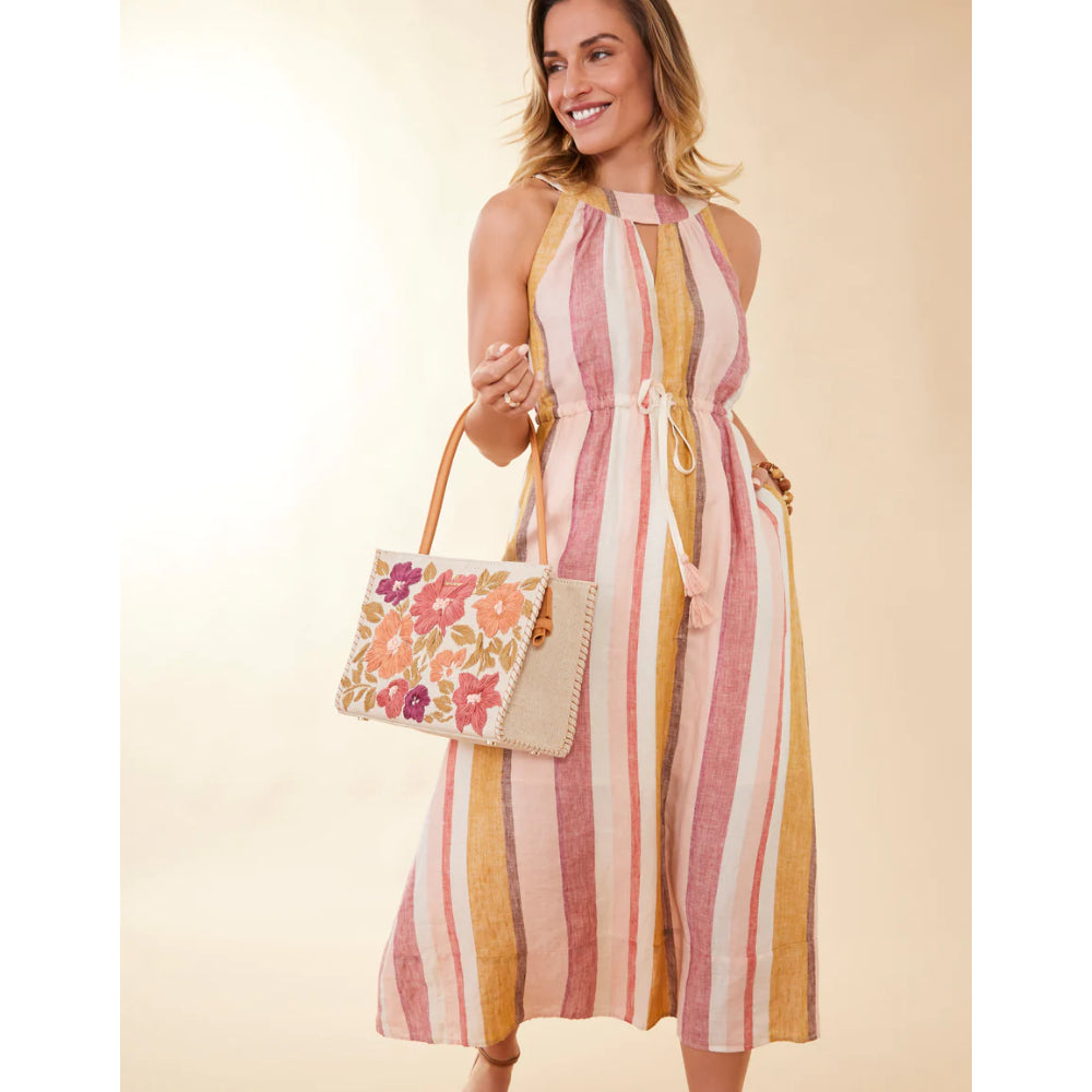 Spartina Multi - Colored Raya Raffia Luxury Cotton and Jute Blend Tote Bag
