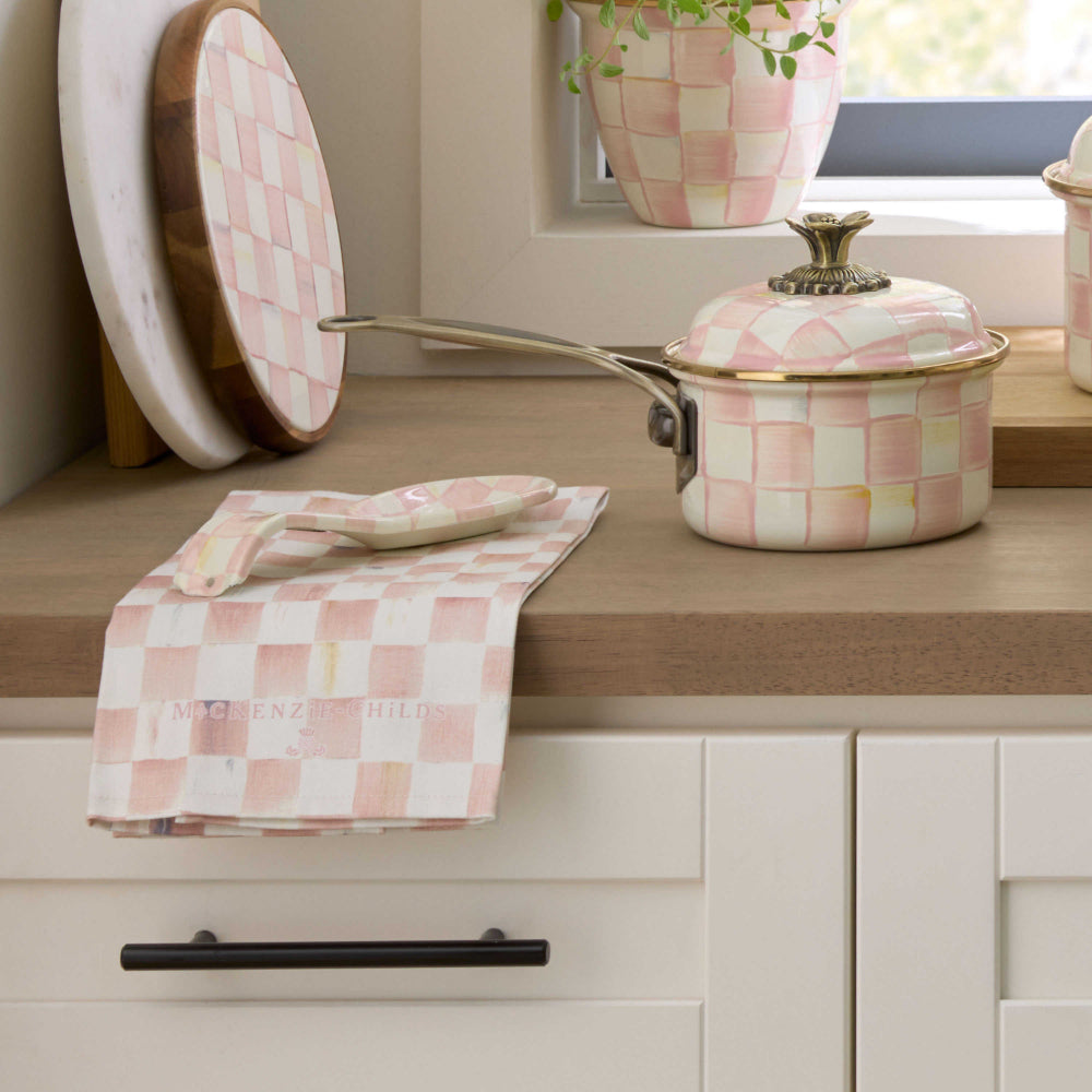 MacKenzie-Childs 100% Cotton Courtly, Sterling & Rosy Check Dish Towels