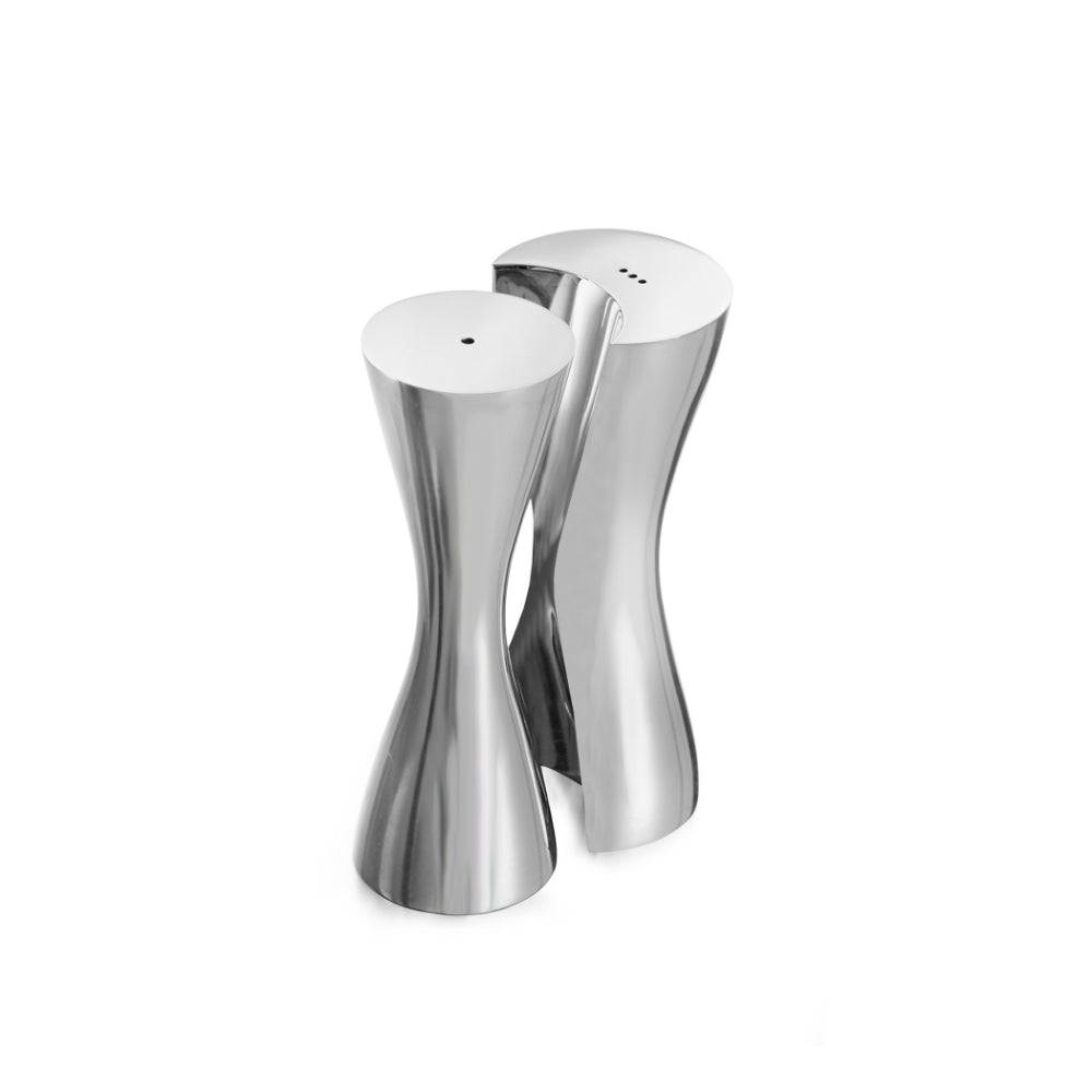 Nambé Hourglass-Style Hug Salt and Pepper Dispensers Set