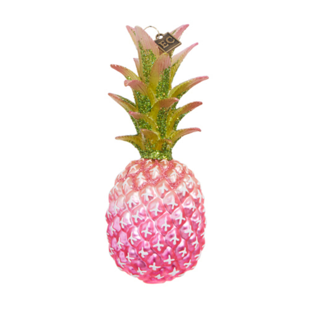 Raz Imports Charming Pink Pineapple Glass and Resin Holiday Ornament