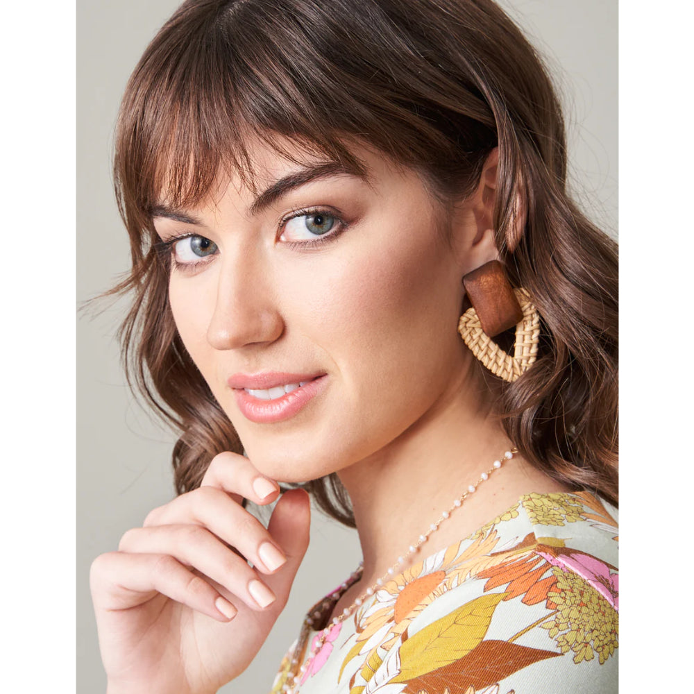 Spartina Natural Style Wood and Wicker Handmade Earrings - Lightweight for 70s Vibes