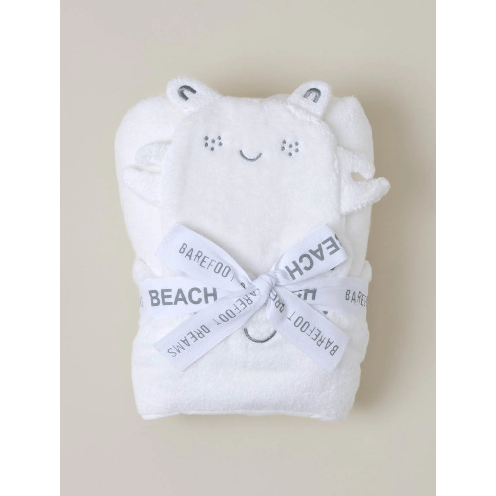 Adorable Barefoot Dreams Organic Cotton Toddler Hooded Towel & Washcloth Set