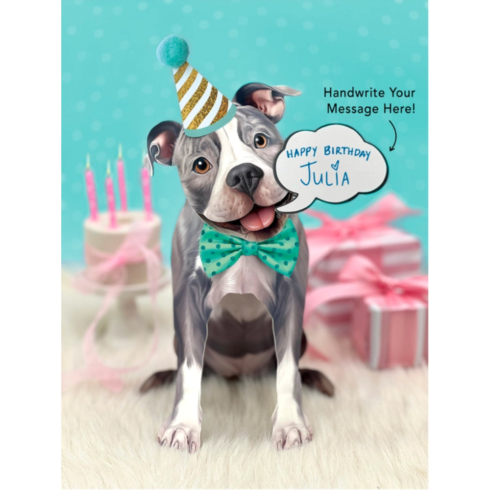 FreshCut Paper LLC Adorable Gray Pitbull Pop - Up Greeting Card Set