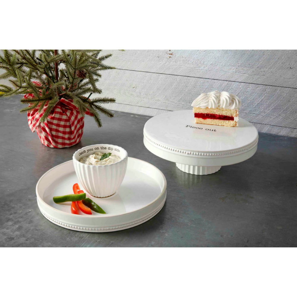 Mud Pie Reversible Dolomite Pedestal Chip and Dip Serving Set