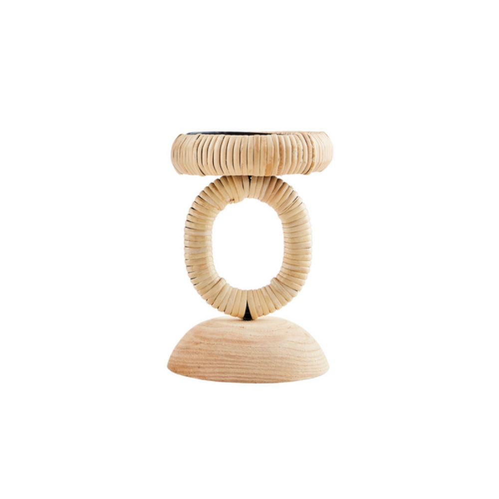 Exquisite Mud Pie Wicker - Wrapped Rattan Candlestick for Decorative Use