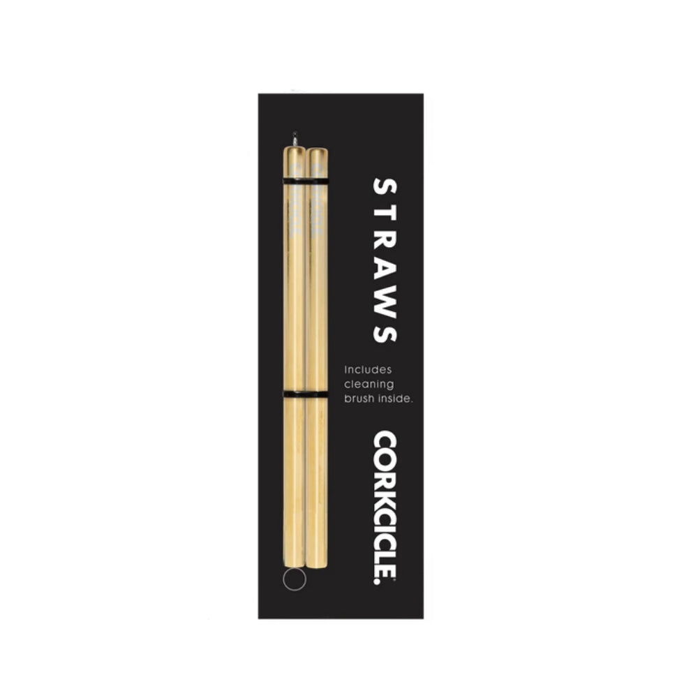 Corkcicle Reusable Stainless Steel Metal Cocktail Straw Set - 2 Pack