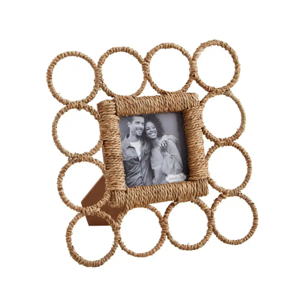 Mud Pie Rustic Seagrass-Wrapped Metal Ring Photo Frame