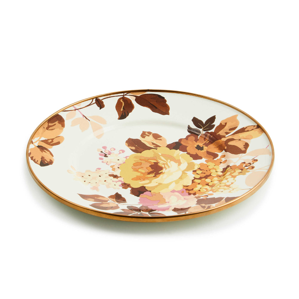 MacKenzie-Childs Exquisite Wild Rose White Hand - Decorated Salad Plate for Dining Tables