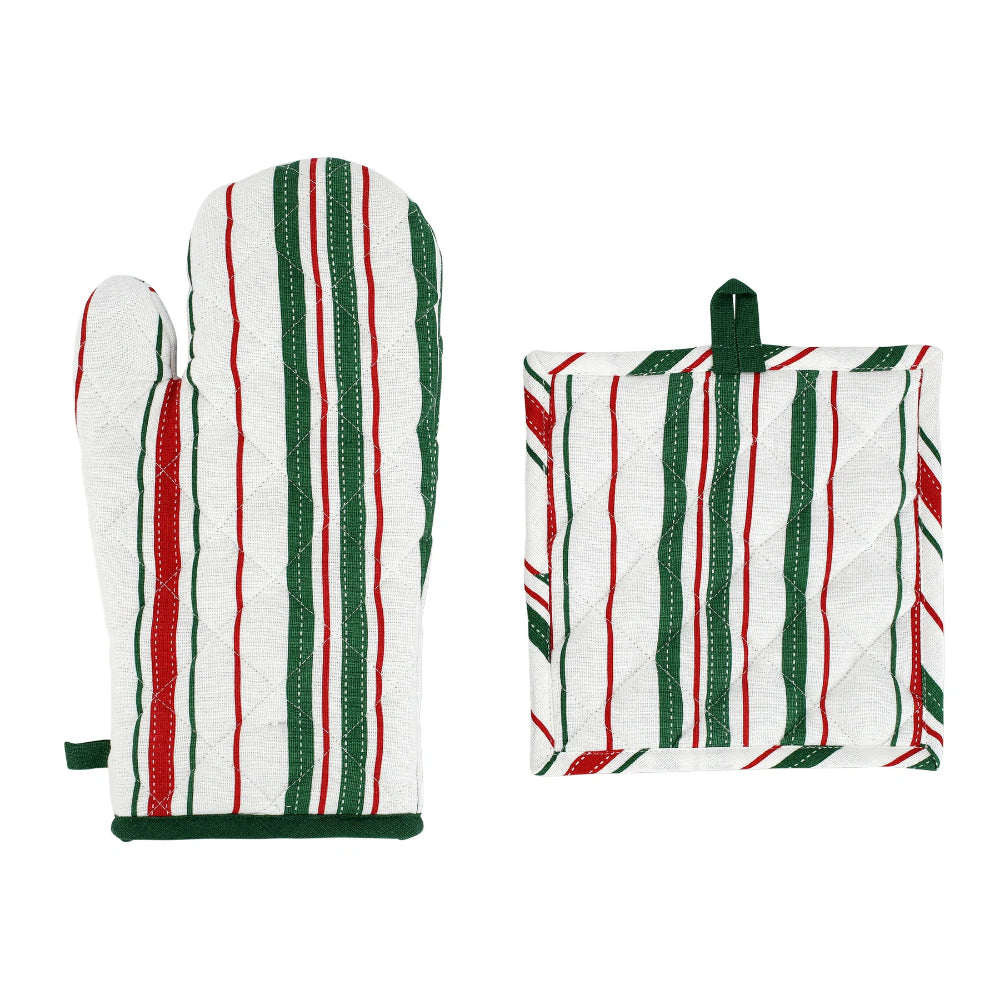 Vietri Bohemian Style Linens Set of Oven Mitt and Potholder for Kitchen Use