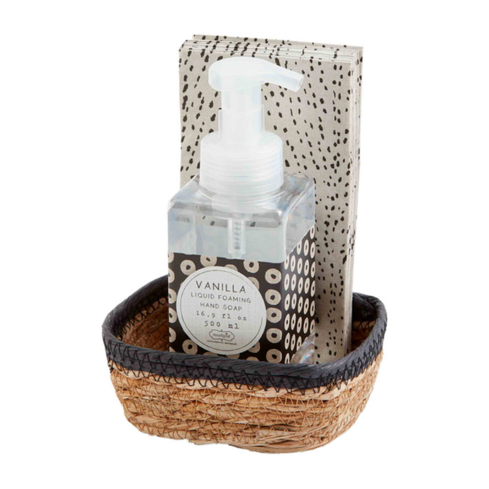 Mud Pie Black Dot Hand Soap and Guest Towel Set for Home Decoration