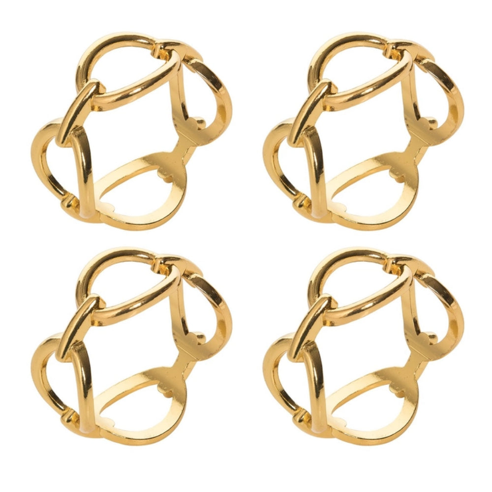 Set of 4 Gold Chain - Linked Napkin Rings for Elegant Dining Tables