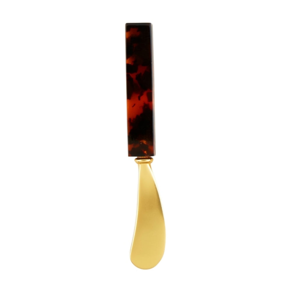 Mud Pie Kitchen Essential - Tortoise-Style Acrylic-Handled Stainless Steel Spreader for Butter, Jams, and Soft Cheeses