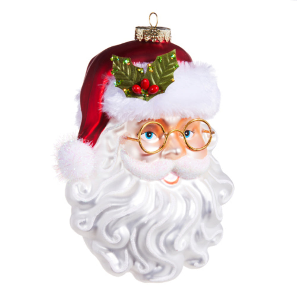 Raz Imports Decorative Glass Santa with Glasses Christmas Ornament