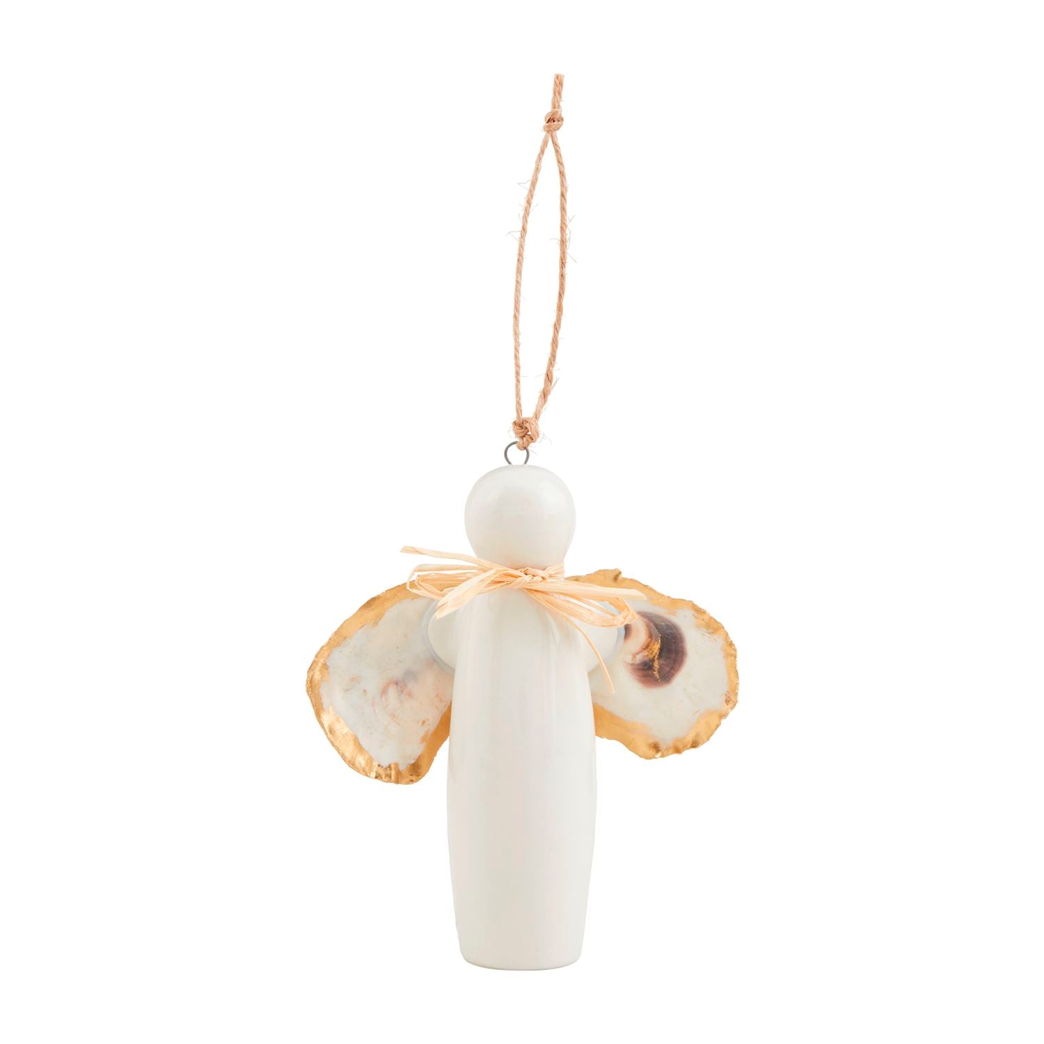 Mud Pie Angel Ornament with Oyster Shell Wings and Gold Accents (2 Styles Available)