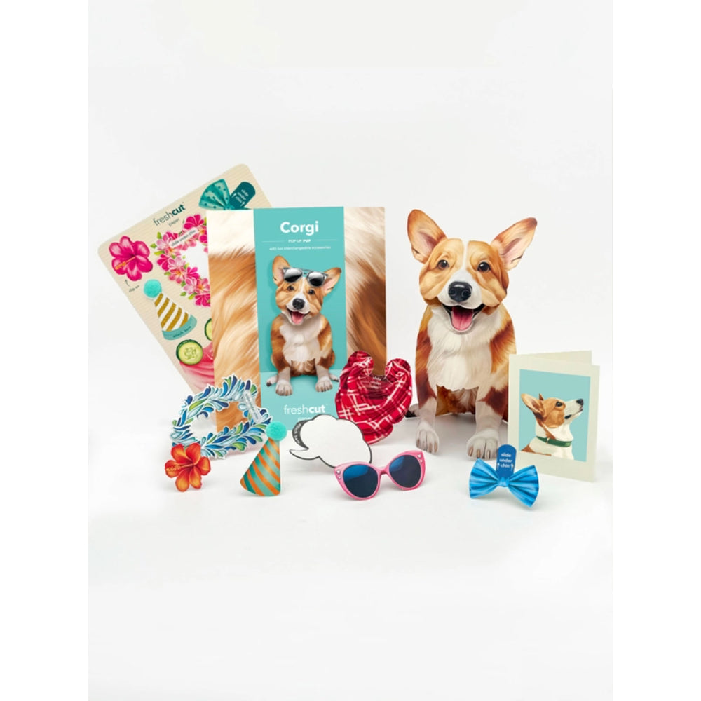 FreshCut Paper LLC Adorable Pop-Up Corgi Greeting Card Set