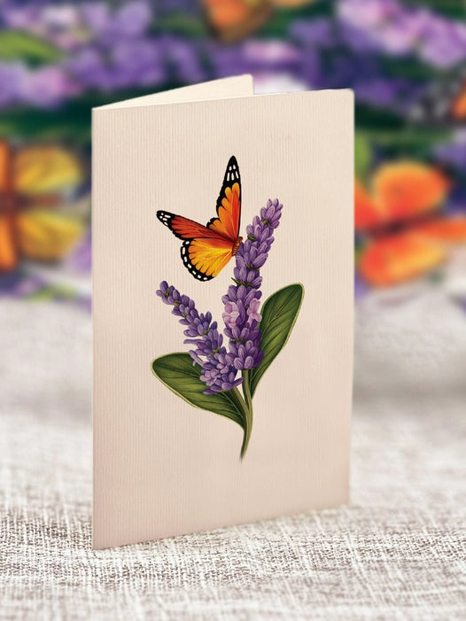 FreshCut Paper LLC Mini Lavender & Butterflies Charming Greeting Card