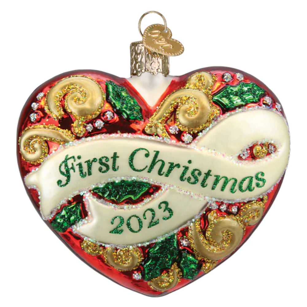 OWC 2023 First Christmas Decorative Heart-shaped Glass Ornament