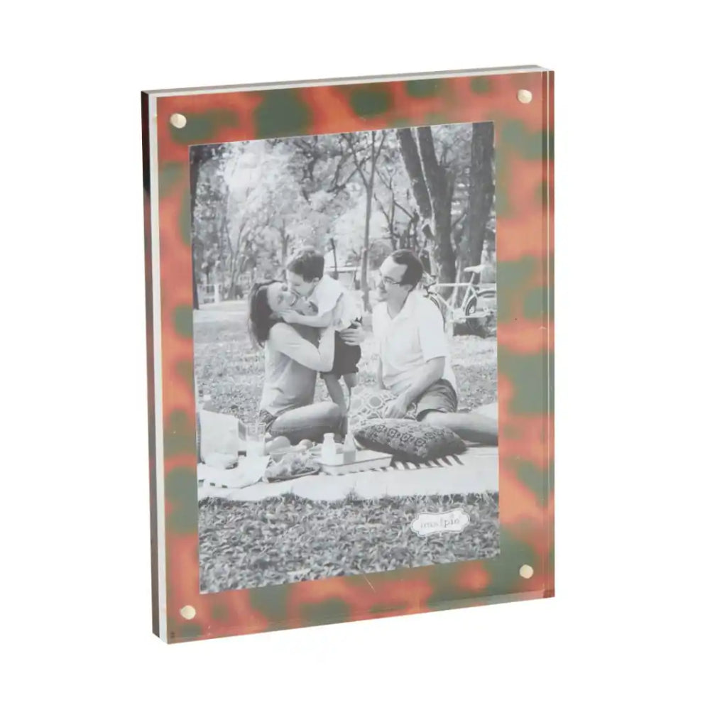 Stylish Mud Pie Tortoise Patterned Acrylic Block Photo Frame for Home and Office Decor