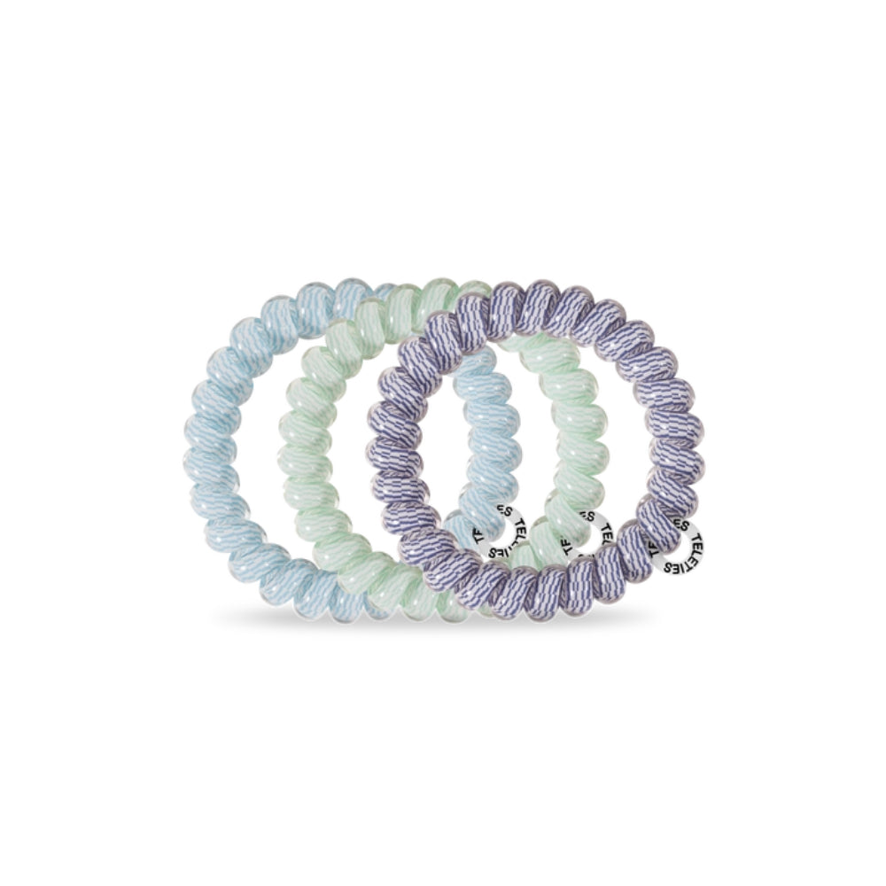 TELETIES Large Totally Turquoise Spiral Hair Coils Hair Ties Set of 3