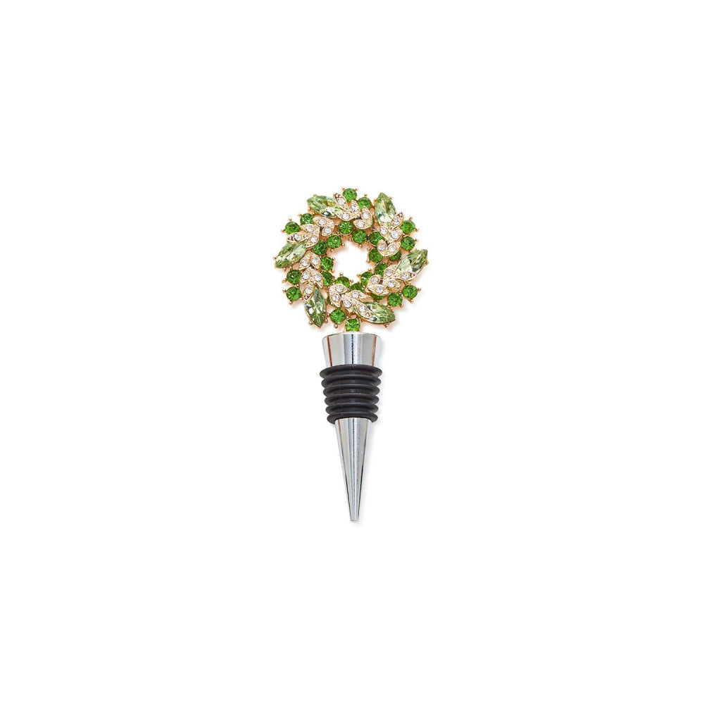 Two's Company Festive Holiday Jeweled Wreath Wine Bottle Stoppers