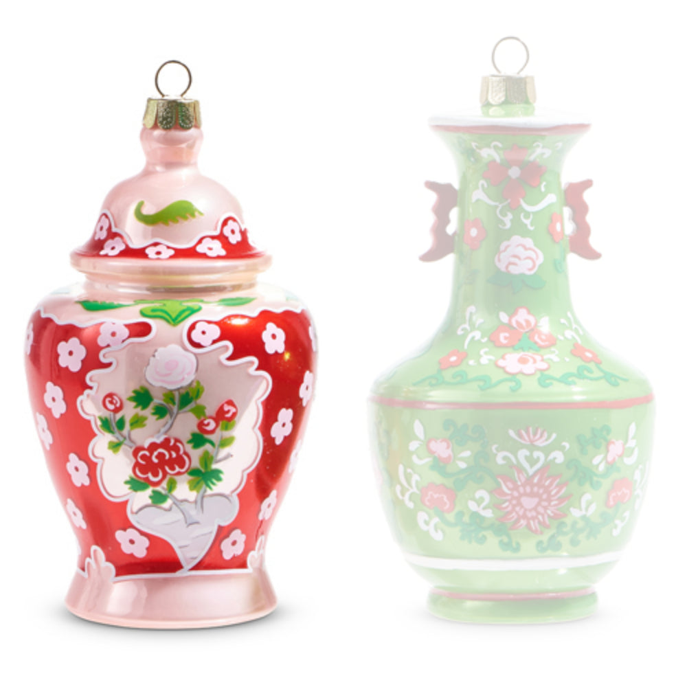 Decorative Chinese-Style Chinoiserie Jar Ornaments Set of 5