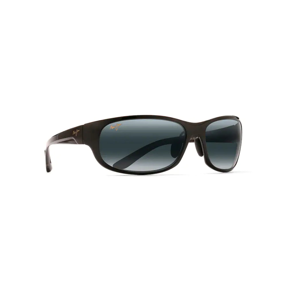 Maui Jim Lightweight Twin Falls Wrap Sunglasses in Gloss Black Fade Frame