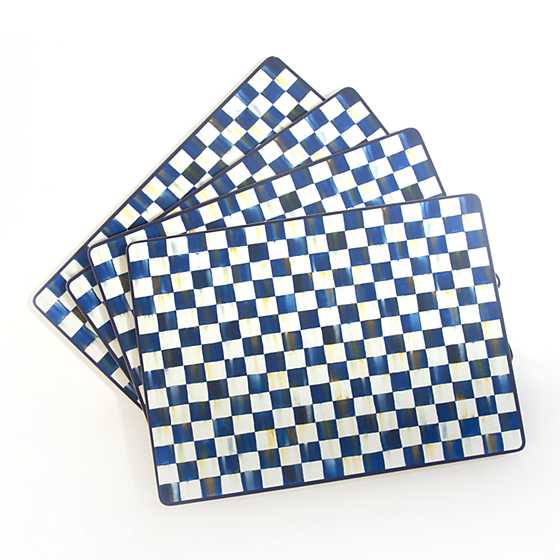MacKenzie-Childs Set of 4 Royal Check Design Heat-Resistant Cork Back Placemats for Table Decoration
